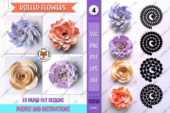 Download 3D Flowers Paper Cut, Rolled Flowers SVG - Rolled Collection